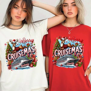 Merry Cruisemas Shirts, Personalized Christmas Cruise Matching Tshirts, Holiday Cruise Vacation Group Shirts,Santa Reindeer Cruise Trip Tees