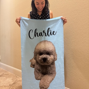 Custom Dog Face Beach Towel, Personalized Pet Photo Beach Towel, Put Your Dog On Beach Towel, Custom Dog Beach Pool Towel