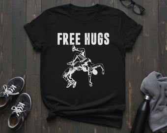 Free Hugs Wrestling T-Shirt: Funny Wrestler Gift