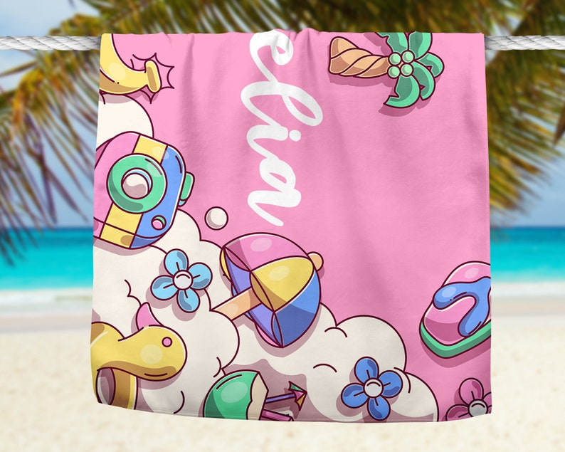 Personalized Kids Beach Towel: Summer Birthday Gift image 5