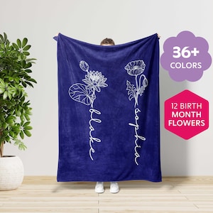 Birth Month Flower Blanket: Personalized Mom Birthday Present