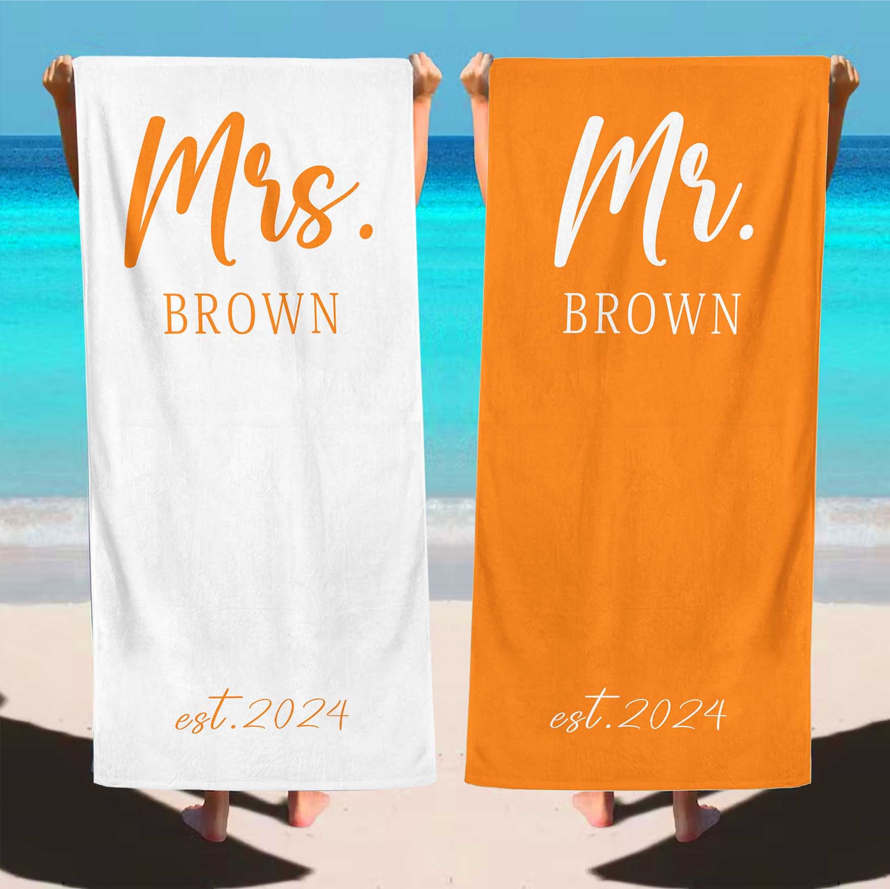 Personalized Mr and Mrs Beach Towel,Honeymoon Gift,Bride Beach Towel,Wedding Gift Ideas,Husband Gift,Newly Married Gift,Bridal Shower Gift