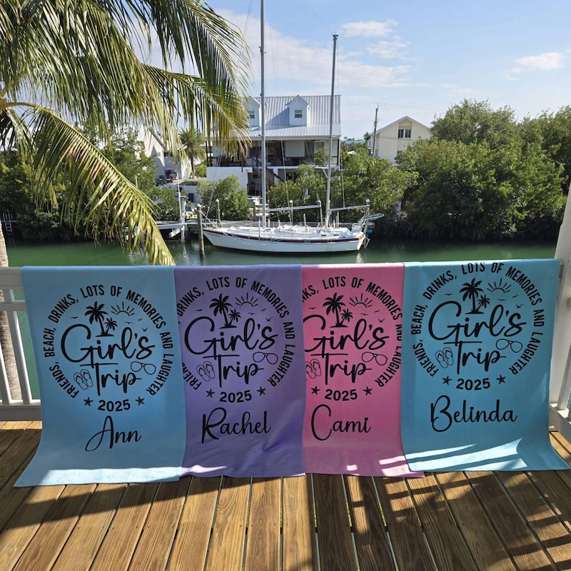 Girls Trip 2025 Beach Towel, Girls Beach Trip Matching Gift, Travel Gifts For Her, Sisters Trip, Beach Bachelorette, Girls Weekend Gift