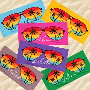 Custom Name Sunglasses Beach Towel:Personalized Vacation Gift