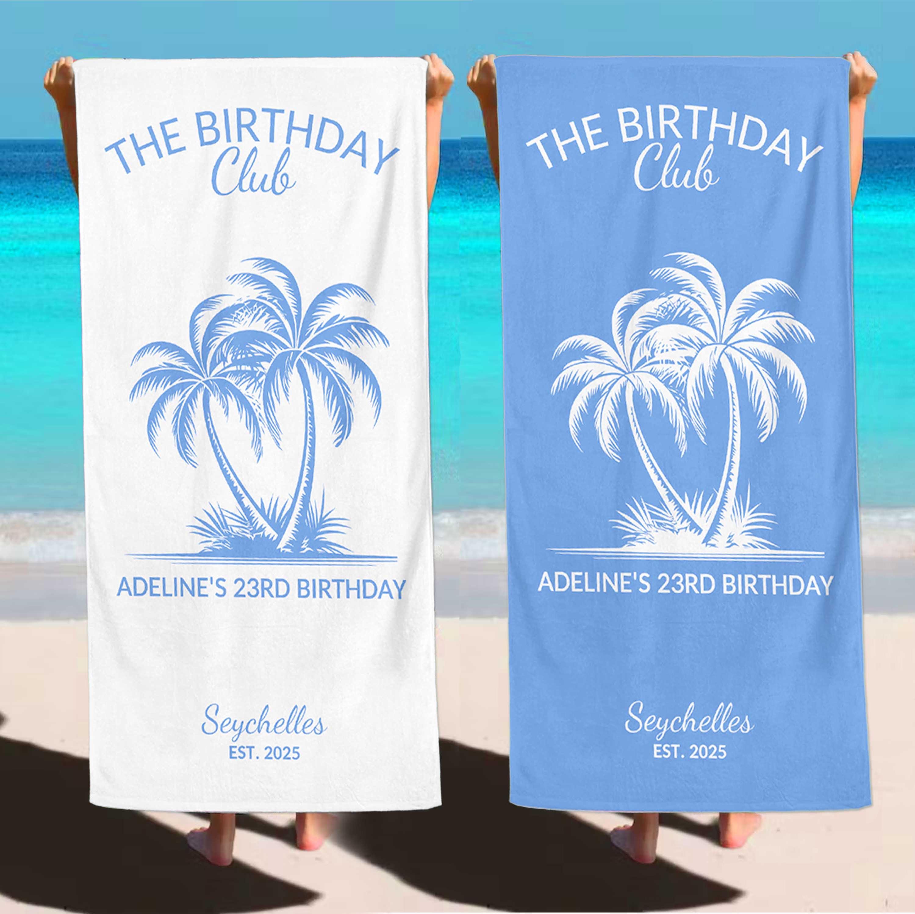 The Birthday Club Beach Towel, Birthday Cruise Trip, Pool Birthday Party, Custom Girls Birthday Travel Trip Gift, Summer Vacation Vibes