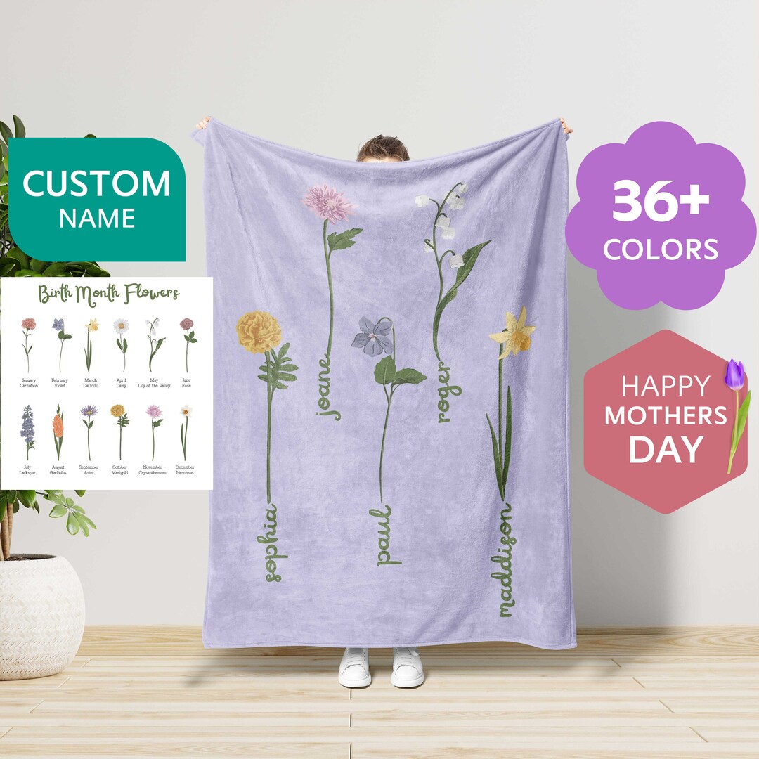 Birth Month Blanket Floral Mother s Day Blanket Custom Mother s Day Birth month blanket floral mother s day blanket custom mother s day