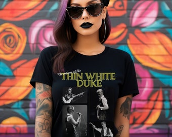 Camiseta vintage Duke blanca fina de David Bowie, camiseta de banda de los 70, camiseta de David Bowie
