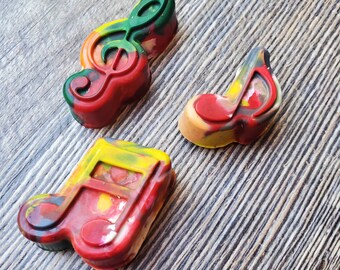 Crayon Music Notes  | Recycled | Kids Party Favors | Eco Friendly | Kids Craft | Easter Gift | Valentines | Stocking Stuffer | Student Gift