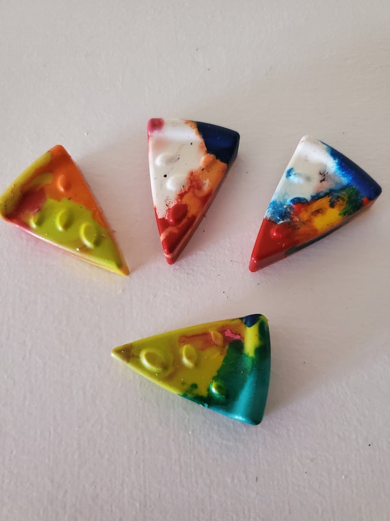 Mini Pizza Crayons (set of 4) | Recycled | Kids Party Favors | Eco Friendly  | Easter Gift | Valentines | Stocking Stuffer | Student Gift