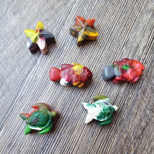 Ocean Themed Crayons (Turtle, Starfish, Fish)  | Recycled | Kids Party Favors | Easter Gift | Valentines | Stocking Stuffer | Student Gift