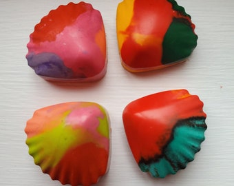 Mini Shell Crayons (set of 4) | Recycled | Kids Party Favors | Eco Friendly | Kids Craft | Easter Gift | Valentines | Stocking Stuffer