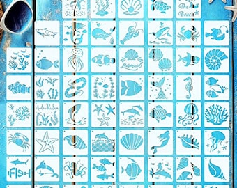 Sea Creature Stencils: 60 Reusable Ocean Theme PET Templates
