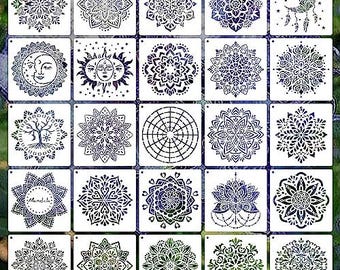 Mandala Stencils, 25 Piece Reusable Painting Set, 6-Inch
