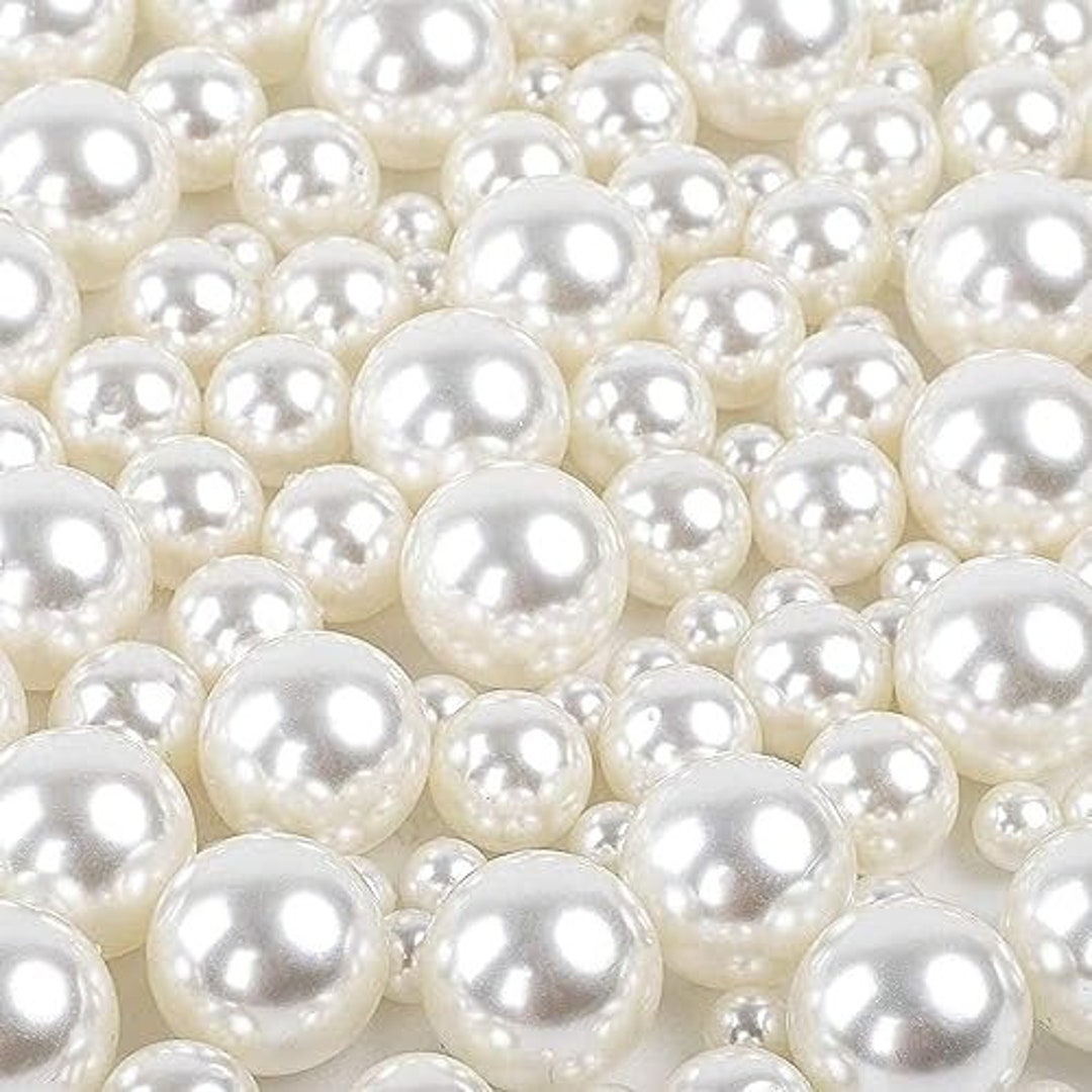 Towenm 220 PCS 14mm Ivory Faux Pearls — No-Hole ABS Beads For Vase Filler, DIY Crafts, Centerpieces & Jewelry Making