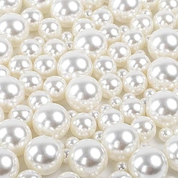 150 Ivory Pearls, No Holes. Crafts, Vase Filler for Wedding, Birthday, Home Decor. Sizes: 8mm, 14mm, 20mm.