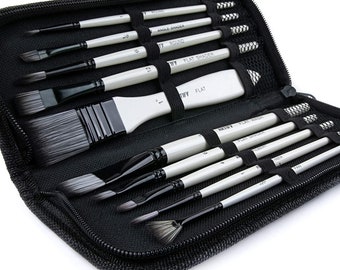 Premium Nylon Hair Brushes for Acrylic, Oil & Gouache Painting (White - Premium Nylon Hair)10Pcs Paint Brush Set