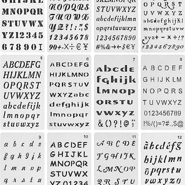 Mr. Pen - Letter Stencils, 12 Pack, 4 x 7 Inch: Alphabet Stencils for Lettering, Bullet Journaling, and More