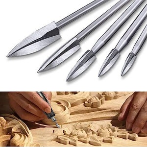 Wood Carving Tools - 5 PCS Engraving Drill Accessories for Wood Crafts and Woodworking. 1/8” Shank, Universal Fitment for Rotary Tools.