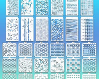 Abstract Geometric Stencils, Reusable Painting Templates (30 Pcs)