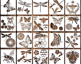 Reusable Spring & Summer Insects DIY Stencils for Painting, Crafting Projects - 20Pcs