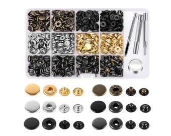 Metal Snap Fasteners Kit: 12.5mm Leather Press Studs with Setter Tools