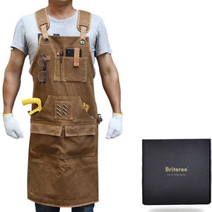 Woodworking Apron for Men with 9 Tool Pockets - Durable Waxed Canvas