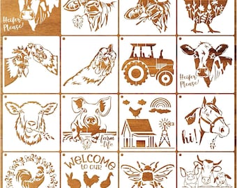 Farm Animal Stencils: Reusable Rustic DIY Craft Templates (15pcs