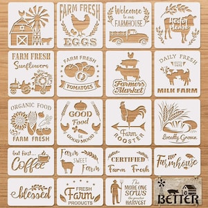 Farmhouse Stencils: Reusable Farm Animal & Sunflower Painting Templates