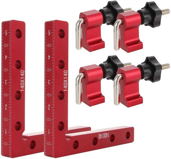 90 Degree Clamps for Woodworking Positioning Squares Right Angle Clamps 2  Pack, 5.5 X 5.5 /aluminum Alloy Cabinet Clamps Tools 