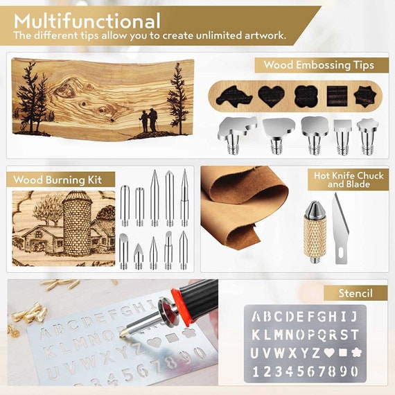 Number and Symbol 24 Piece Wood Burning Alphabet Pyrography Stamps Kit  Hotstamp