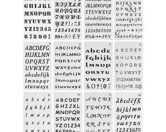 Letter Stencils 12 Pack: Alphabet, Number, Symbol Templates (4x7 Inch)