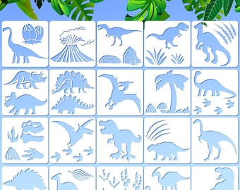 Dinosaur Stencils (20 Pcs): Reusable DIY Craft & Painting Templates