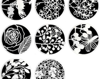 8Pcs Mix Flower  Design Stencils, Hollow Out Painting Stencils, Drawing Templates