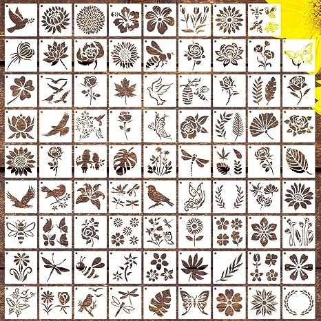 80 Reusable 4x4 Stencils Flowers Butterflies Birds - Etsy