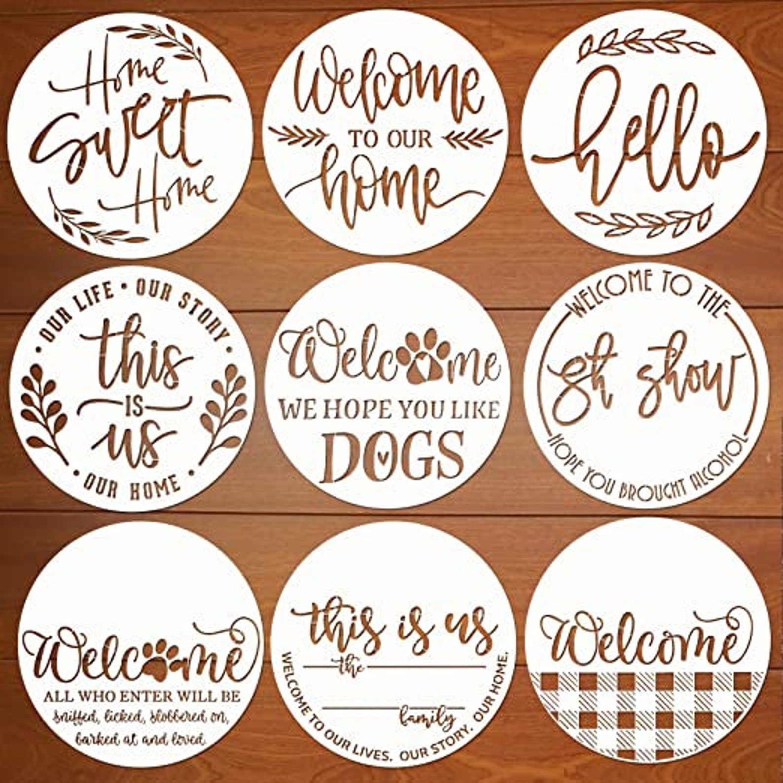 Reusable 12 Round Stencils for Versatile Wood Sign Art.use Them