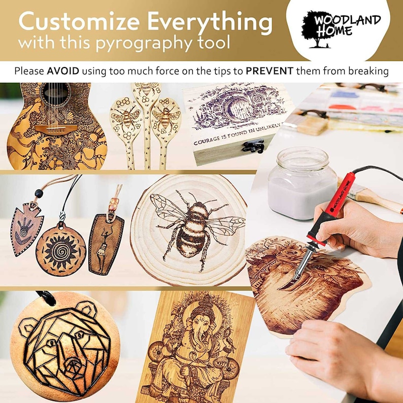 Woodland Home Wood Burning Kit. Pyrography Pen Fully Adjustable