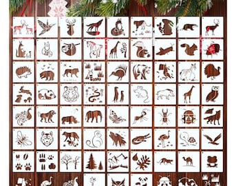 66Pcs Wildlife Stencils: Reusable 3 Inch Painting Templates
