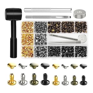 240 Sets Double Cap Leather Rivets: DIY Craft Tool Kit