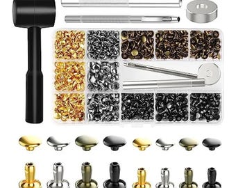 240 Sets Double Cap Leather Rivets: DIY Craft Tool Kit