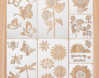 Sunflower & Butterfly Stencil Kit: Reusable Home Decor Templates
