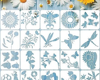 Reusable Stencils (Set of 20): Animal, Plant & Music Designs