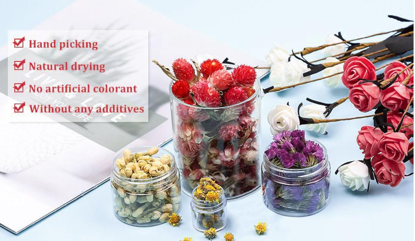9 Bags Dried Flowers,100% Natural Dried Flowers Herbs Kit for Soap Making, DIY Candle Making,Bath - Include Rose Petals,Lavender,Don't Forget Me