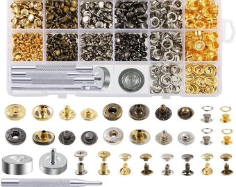 400-Piece Metal Snap Fasteners Kit: Leather Rivets, Eyelets, Grommets & Fixing Tools