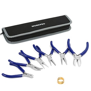 Blue WORKPRO 7-Piece Jewelers Pliers Set /Jewelry Tools Kit with Easy Carrying Pouch
