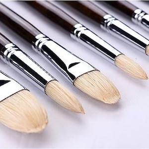 11pc Pro Paint Brush Set, 100% Natural Chungking Hog Bristle Brushes for Acrylic/Oil Painting + Free Carrying Box.
