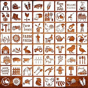 60 Small Reusable Stencils for Painting on Wood. Farm Themed DIY Craft Template. Perfect for Wall/Home Decor. (Farm) #StencilArt