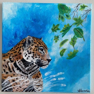 Leopard Original Painting: Jungle Cat Portrait, Canvas Wall Art