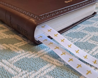 Cross Ribbon Bookmark for Bibles and Journals | 2 Stranded, 1/4 inch