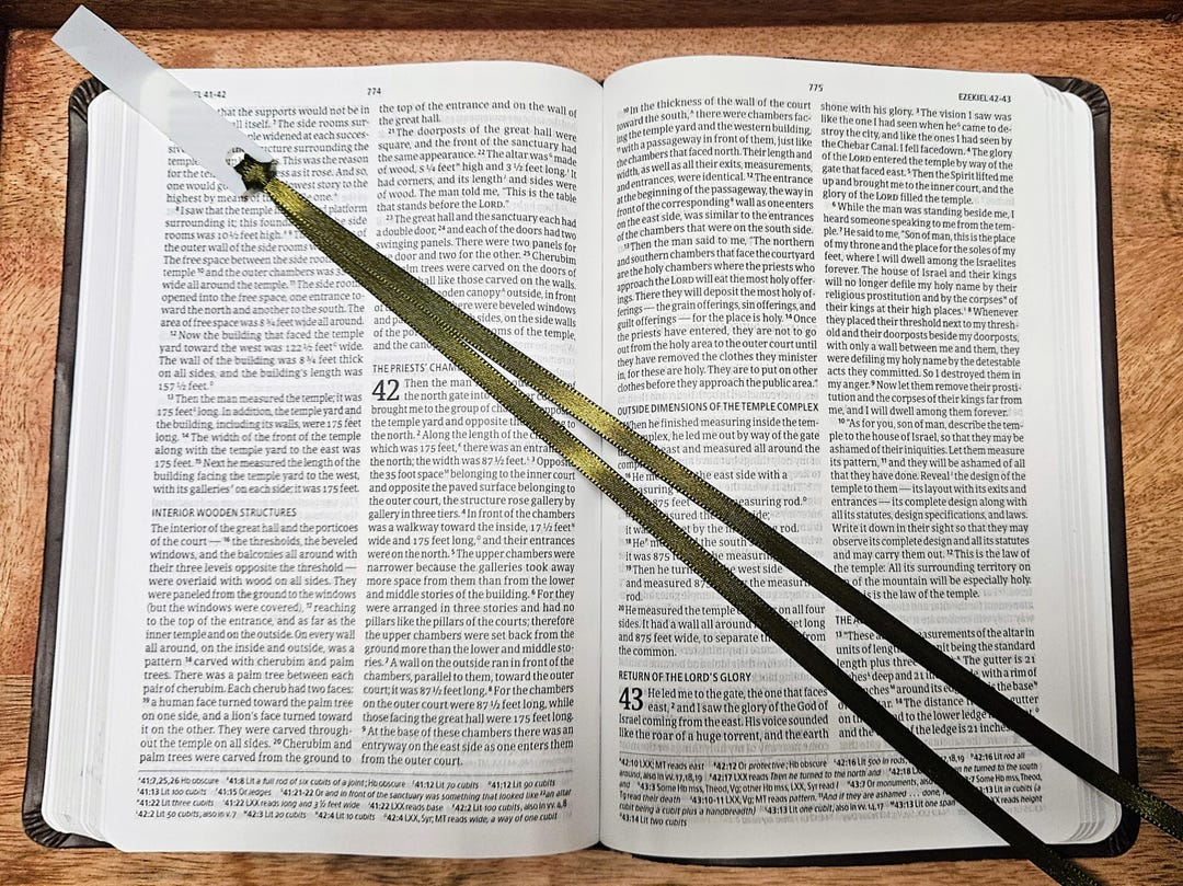 Moss Green Ribbon Bookmark for Bibles and Journals | 2 Stranded, 1/4 ...
