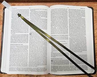 Moss Green Ribbon Bookmark for Bibles and Journals | 2 Stranded